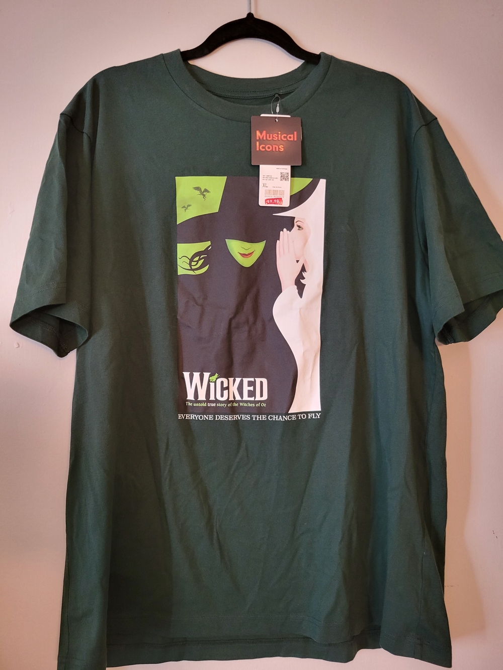 Uniqlo Wicked Graphic Tee - Dark Green with White & Lime Print